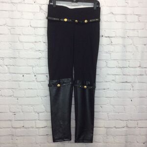 Galife Biker Style Pants Dark Academia Women's Size L Belted Faux Leather Accent